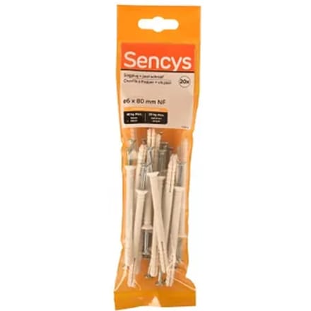 Sencys Nagelplug Nylon - Diam. 6x80mm - 20 Stuks