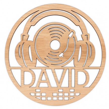 Houten naambord DJ stijl – Gepersonaliseerd met eigen naam – 16 cm