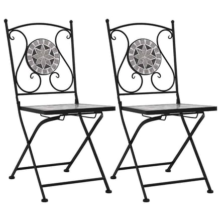 vidaXL - Mozaïek - klapstoelen, - 2 - stuks, - grijs