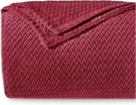 Zachte Banksprei met Chevron-patroon - Bordeauxrood - 130 x 150 cm - Microvezel 100% Polyester