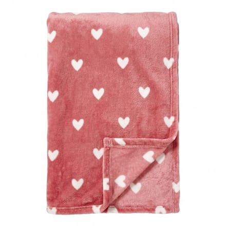 Textino - HARTJES - plaid 140x180 cm - met hartjes - Mauveglow - roze
