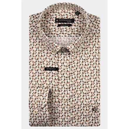 Giordano Overhemd Ivy Satin Stretch Abstract Graphic Pattern Groen-Multi / male