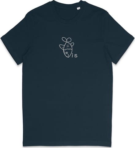Dames Heren T Shirt -Grafische Vis Print - Blauw - S