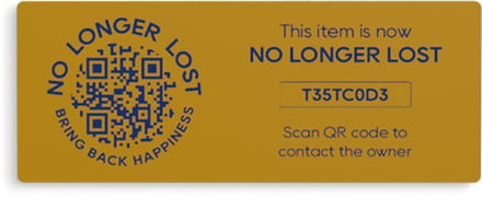 NoLongerLost - Koffer Stickers (x2) - Slimme Sticker groot rechthoekig (6.5 cm x 2.5 cm)- Geel - Unieke QR code - Tracking