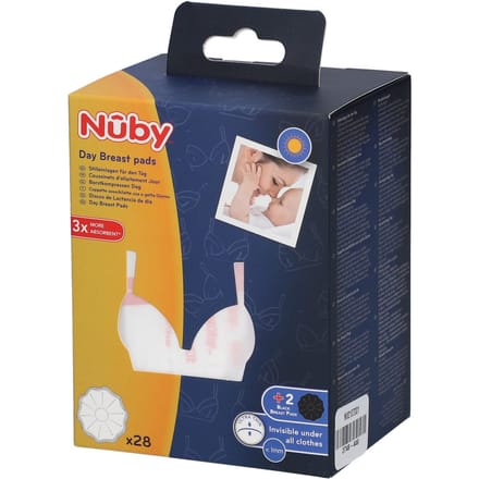 Nûby - Absorberende Wegwerp Borstkompressen voor Dag - Wit 28st - Zwart 2st
