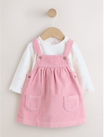 Next - Meisjes - 2-delige corduroy babyset van romper en overgooier - Roze
