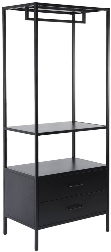 sweeek - Open kast met hangruimte open vak en 2 lades metaal 70cm, kapstok - idaho