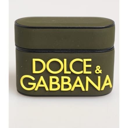 Dolce & Gabbana Legergroen Rubberen Logo Gegraveerde Accessoire Airpods Hoes