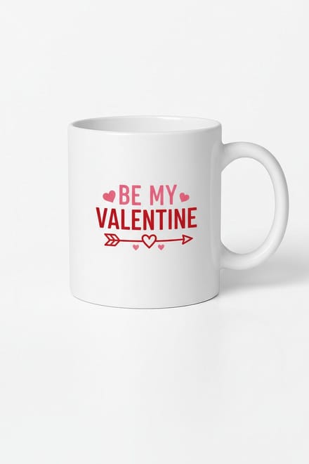 Valentijn Mok 'Be My Valentine' met Liefdevolle Hartjes & Pijl - Wit Keramiek Cadeau