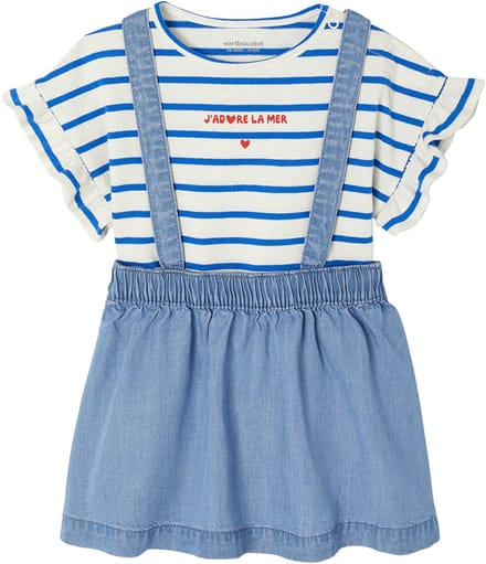Vertbaudet T-shirt + rok met bretels babyset