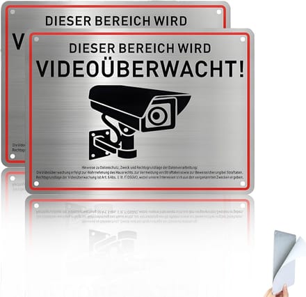 2 stuks Camerabewaking Bordje - Aluminium - Met Melding Toezicht