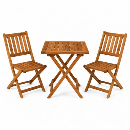3-Delige Bistroset - Acaciahout - 2 Tuinstoelen & 1 Tuintafel Vierkant - Tuinset 2 persoons - Inklapbaar