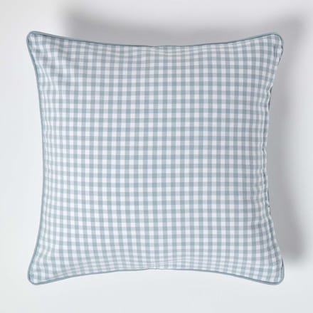 Homescapes Gingham katoenen kussenhoes 60 x 60 cm blauw