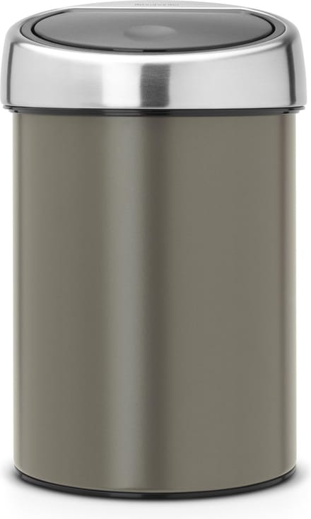 Brabantia Touch Bin Prullenbak - 3 liter - Badkamer - Platinum / Matt Steel deksel