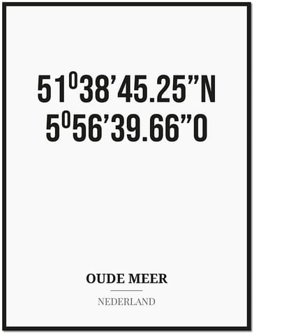 Poster/kaart OUDE MEER met coördinaten