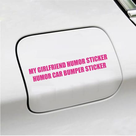 Bumpersticker - My Girlfriend Humor Sticker - 3,5 X 20,6 - Roze