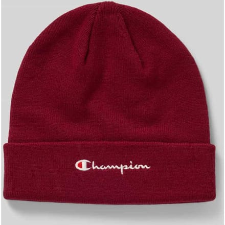 Beanie met brede omslag en logostitching