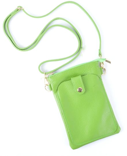 Giuliano lederen telefoontasje - Appelgroen - Made in Italy