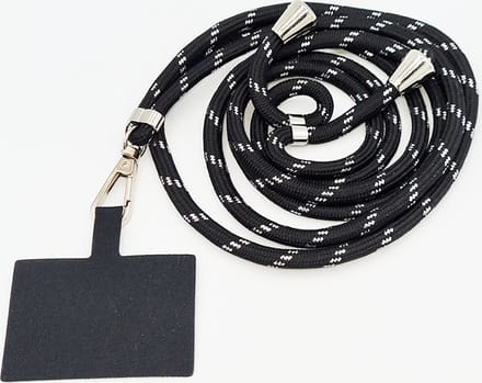 Universele verstelbare telefoonkoord - zwart / zilver- 150 cm