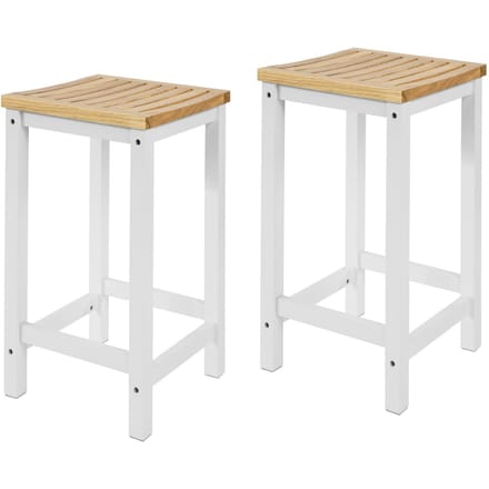 SoBuy FST29-WNx2 Barkruk set van 2 - Max. 100 kg - 35 x 35 x 61 cm - Wit/ Bruin