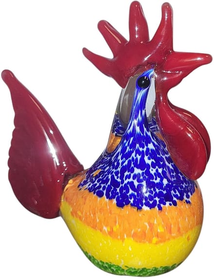 Haan - Glas - Glassculptuur - Multicolor - 13x12x7 cm - Kristalglas