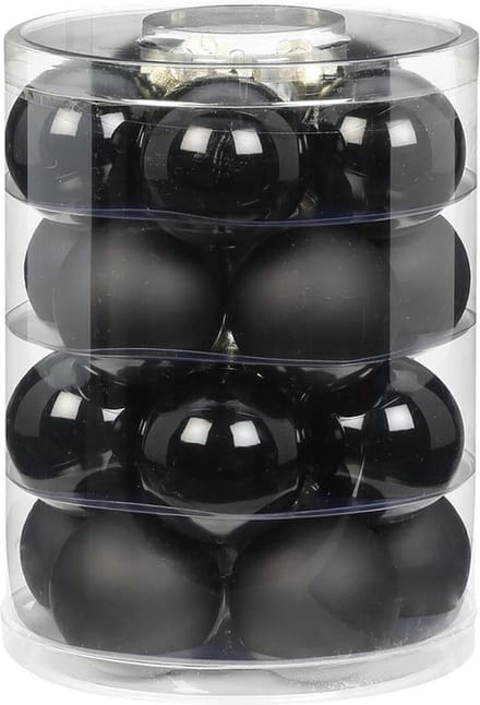 Inge goods Kerstballen - 20 st - zwart - glas - glans/mat - 6 cm - glans en mat- kerstversiering