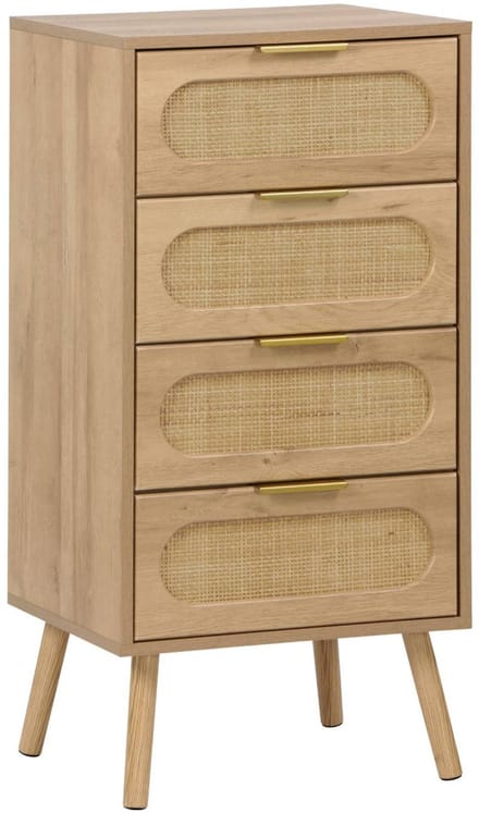 sweeek - Ladekast 4 lades houtlook en rotan 48cm - eva