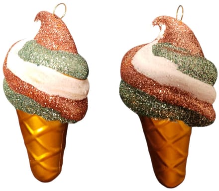 Kerstornament 10 cm lang – IJsje Roze & Blauw met Glitter – Luxe Kerstbal – Speelse Kerstdecoratie