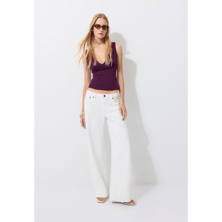 Stradivarius Getailleerde top met brede bandjes  Purper M