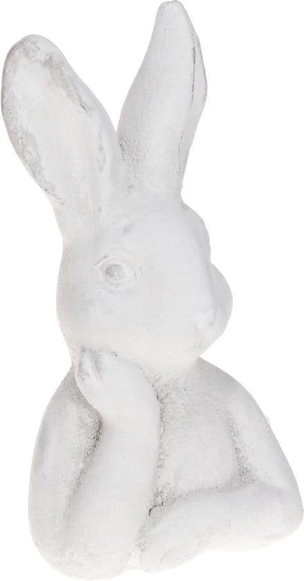 Paashaasbeeldje Shabby Chic Konijn Denkend Wit 11×9×20,5cm