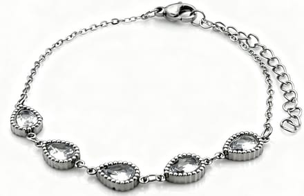 Armband - RVS - met kristallen - zilverkleurig - 16-21 cm - dames