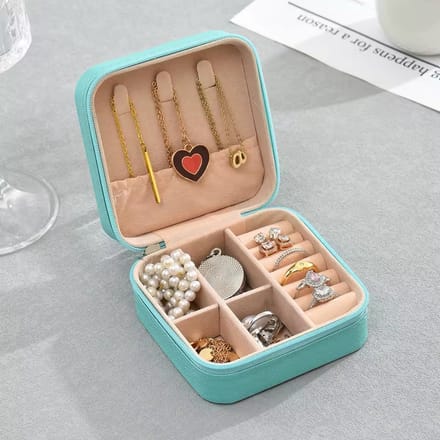 Emilie collection - sieradendoos - mini beautycase voor op reis - etui sieraden - blauw