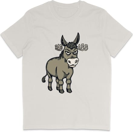 Grappig Heren Dames T Shirt - Badass Ezel - Vintage Wit - M