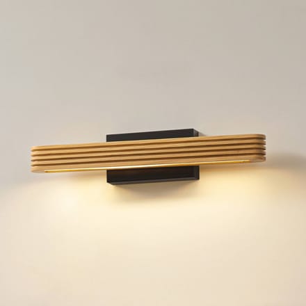 Lucande LED wandlamp Lieske, 40 cm, hout, zwart