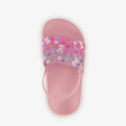 Roze meisjes badslippers met print roze - Maat 24