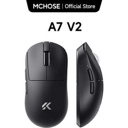 MCHOSE A7 V2 Pro Plus - Lichtgewicht Gaming Muis - PAW 3395 Sensor - TTC Gold Switch - 8K Bedraad + 8K Draadloos - 3 Modi - 500mAh - Wit