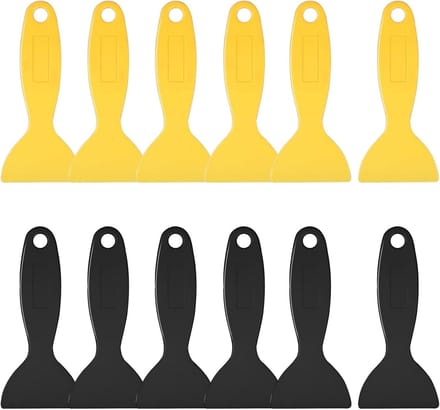 Dailygoods- Spatula Set - 12-Delige Plastic Spatel - Flexibele Deegschraper - Bubble Blade Verwijdering - Zwart/Gele Kleur - 13,5 x 6 x 0,5 cm - Schraper