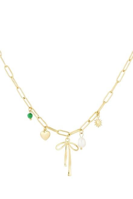 Bedelketting Bow & Beyond - Goudkleurig - Sieraden voor vrouwen - Ketting Dames - Cadeau