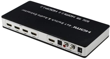 4x1 HDMI-schakelaar en audiosplitter UHD 4K 3D HDMI 2.0 ARC Toslink+RCA