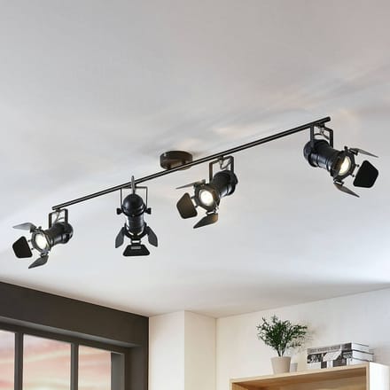Lindby - plafondlamp - 4lichts - Metaal - H: 26.5 cm - GU10 - zwart