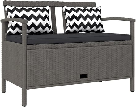 Outsunny Rattan Opbergbank - Staal - 112x62x82cm - Grijs