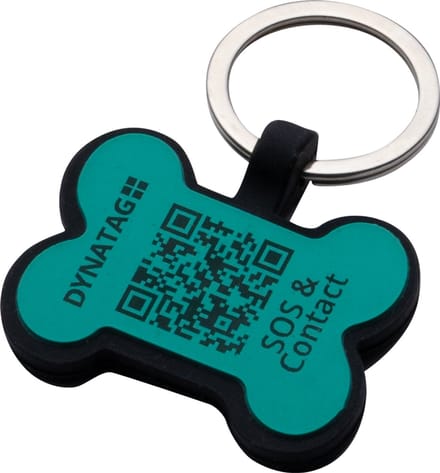DynaTag Hondenpenning met QR-code - SOS Penning Hond Botje Siliconen Turkoois