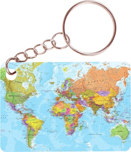 Sleutelhanger 6x4cm - Wereldkaart Overzicht