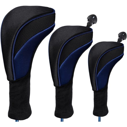 Couvre-chef de Golf 3 pièces, couvre-chef de pilote Fairway Woods, accessoires de Golf noir/bleu
