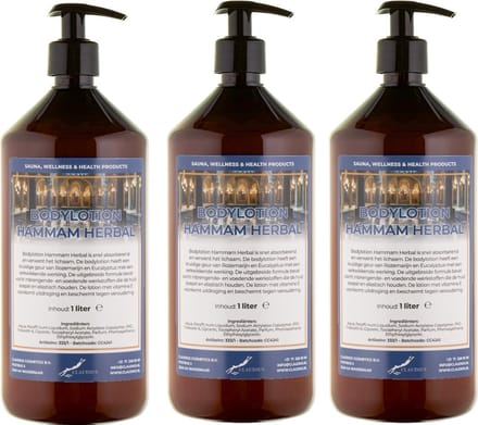 Bodylotion Hammam Herbal 1 Liter - met gratis pomp - set van 3 stuks