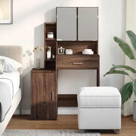 vidaXL - Kaptafel - met - kastje - 80x35x132 - cm - bruin - eikenkleur
