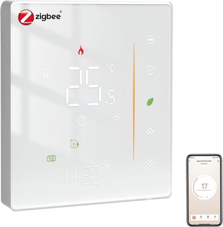 Zigbee Slimme Thermostaat voor Vloerverwarming - Digitaal en Programmeerbaar, Compatibel met Alexa en Google Home