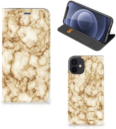 iPhone 12 Mini Standcase Marmer Goud