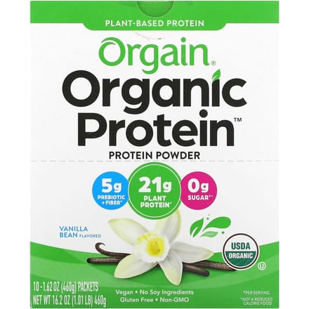 Biologisch Eiwitpoeder, Veganistisch, Vanilleboon, 10 Zakjes, 46G (1.62Oz) Elk