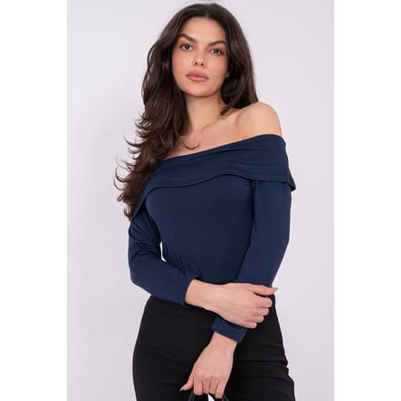 Velour Off Shoulder Top - Dark blue / One Size